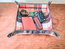 Load image into Gallery viewer, Leather and Mammoth Plaid Flannel lined Valet Tray
