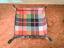 Load image into Gallery viewer, Leather and Mammoth Plaid Flannel lined Valet Tray
