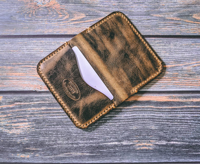 Vintage Distressed 3 Pocket Minimalist Card Wallet