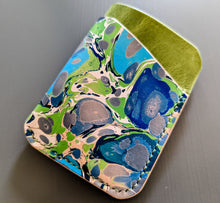 Load image into Gallery viewer, Hand Marbled and Pistachio Green Italian Leather Slim Wallet
