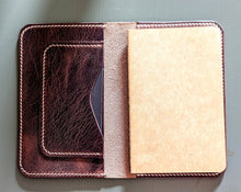 Load image into Gallery viewer, Rich Brown Distressed Italian Leather Field Notes/Travel Notebook
