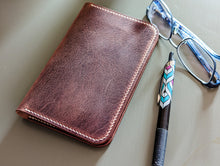 Load image into Gallery viewer, Rich Brown Distressed Italian Leather Field Notes/Travel Notebook
