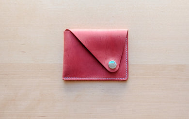 Vintage Pink Italian Leather Minimalist Snap Wallet