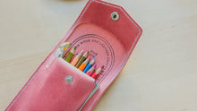 Load image into Gallery viewer, Vintage Pink Handmade Italian Leather Pen/Pencil Case
