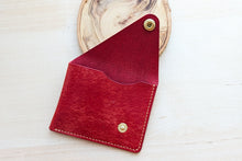 Load image into Gallery viewer, Red Italian Leather Asymmetrical Minimalist Snap Wallet
