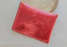 Load image into Gallery viewer, Red Italian Leather Asymmetrical Minimalist Snap Wallet
