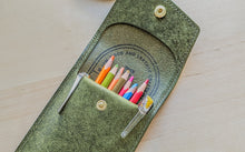 Load image into Gallery viewer, Olive Handmade Badalassi Carlo Italian Leather Pen/Pencil Case
