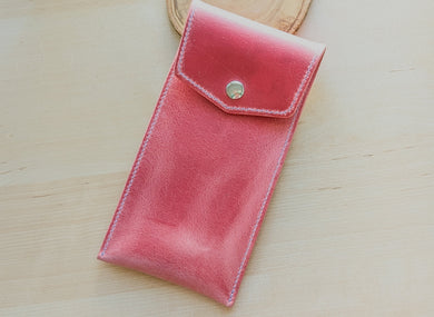 Vintage Pink Handmade Italian Leather Pen/Pencil Case