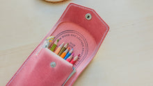 Load image into Gallery viewer, Vintage Pink Handmade Italian Leather Pen/Pencil Case
