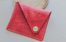 Load image into Gallery viewer, Red Italian Leather Asymmetrical Minimalist Snap Wallet
