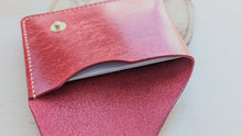 Load image into Gallery viewer, Red Italian Leather Asymmetrical Minimalist Snap Wallet
