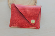 Load image into Gallery viewer, Red Italian Leather Asymmetrical Minimalist Snap Wallet
