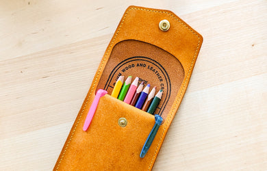 Handmade Yellow Badalassi Carlo Italian Leather Pen/Pencil Case