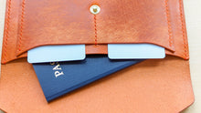 Load image into Gallery viewer, Orange Hand Sewn Italian Leather Envelope Cash/Card Wallet
