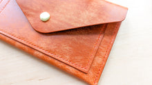 Load image into Gallery viewer, Orange Hand Sewn Italian Leather Envelope Cash/Card Wallet
