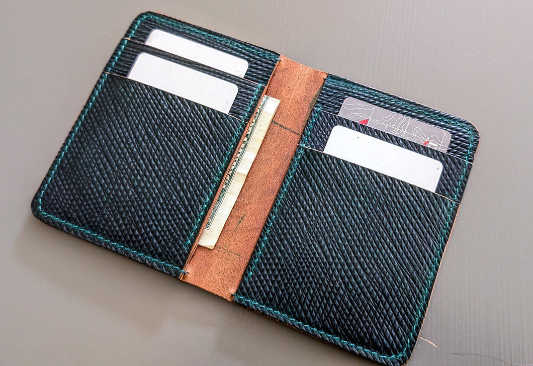 Teal Metta Catharina Shell Cordovan Vertical Wallet