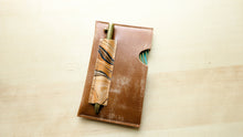 Load image into Gallery viewer, Caramel Italian Leather and Hand Marbled Field Notes or Passport Sleeve
