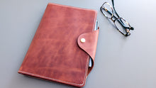 Load image into Gallery viewer, Wickett &amp; Craig Buck Brown Folio A5 Leather notebook Cover
