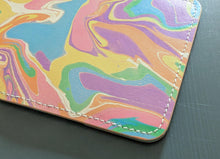 Load image into Gallery viewer, Hand Marbled and Turquoise Italian leather 4 pocket bifold
