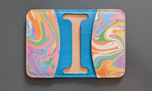 Load image into Gallery viewer, Hand Marbled and Turquoise Italian leather 4 pocket bifold
