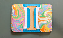 Load image into Gallery viewer, Hand Marbled and Turquoise Italian leather 4 pocket bifold
