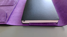 Load image into Gallery viewer, Purple Italian Leather A5 Leather notebook Cover
