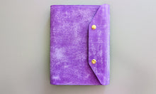 Load image into Gallery viewer, Purple Italian Leather A5 Leather notebook Cover
