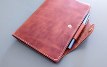 Load image into Gallery viewer, Wickett &amp; Craig Buck Brown Folio A5 Leather notebook Cover
