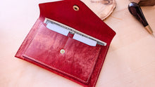 Load image into Gallery viewer, Red Hand Sewn Italian Leather Envelope Cash/Card Wallet
