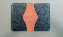 Load image into Gallery viewer, Your choice of Navy and Natural Metta Catharina Textured Shell Cordovan 2 Pocket Bifold Wallet
