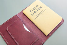 Load image into Gallery viewer, Holiday Gift Set: Wickett and Craig Burgundy Harness Leather Field Notes Notebook Cover amd Vertical Wallet
