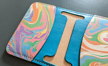 Load image into Gallery viewer, Hand Marbled and Turquoise Italian leather 4 pocket bifold
