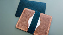 Load image into Gallery viewer, Your choice of Navy and Natural Metta Catharina Textured Shell Cordovan 2 Pocket Bifold Wallet
