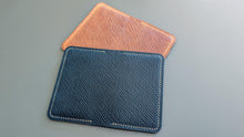 Load image into Gallery viewer, Navy textured shell cordovan wallet with two pockets
