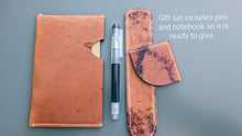 Load image into Gallery viewer, Holiday Gift Set: Reverse Shell Cordovan Field Notes Notebook Slip, Pen Slip, and Bookmark Corner
