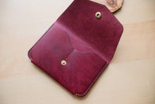 Load image into Gallery viewer, Burgundy Hand Sewn Italian Leather Snap Wallet/Passport Case
