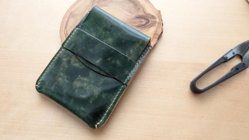 Italian Green Marbled Shell Cordovan Flap Wallet