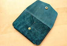 Load image into Gallery viewer, Mediterranean Blue Hand Sewn Italian Leather Snap Wallet/Passport Case
