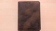 Load image into Gallery viewer, Handmade Dark Crazy Horse Leather Passport Cover
