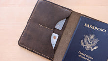 Load image into Gallery viewer, Handmade Dark Crazy Horse Leather Passport Cover
