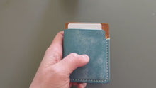 Load and play video in Gallery viewer, Sky Blue and Caramel 3 Pocket Italian Leather Slim Wallet
