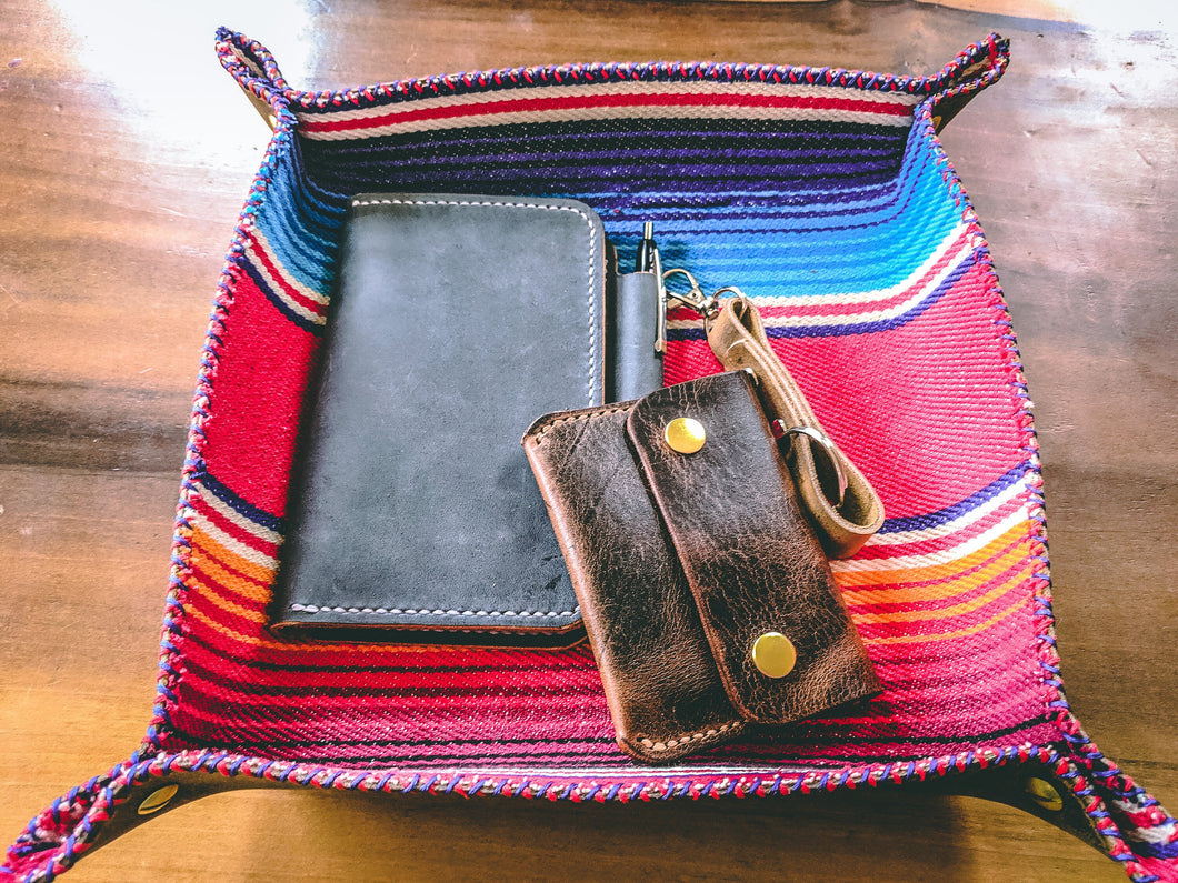 Serape Lined Leather Valet Tray