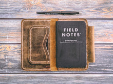 Load image into Gallery viewer, Distressed Leather Deluxe Field Notes Journal Cover
