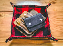 Load image into Gallery viewer, Distressed Leather and Buffalo Plaid Flannel Lined Valet Tray
