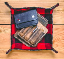 Load image into Gallery viewer, Distressed Leather and Buffalo Plaid Flannel Lined Valet Tray
