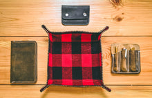 Load image into Gallery viewer, Distressed Leather and Buffalo Plaid Flannel Lined Valet Tray
