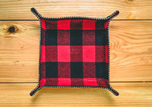 Load image into Gallery viewer, Distressed Leather and Buffalo Plaid Flannel Lined Valet Tray
