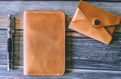 Hand Stitched Natural Italian Leather Field Notes Journal Cover