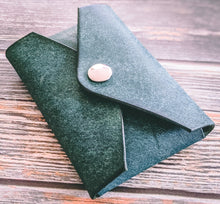 Load image into Gallery viewer, Turquoise Italian Leather Snap Envelope Card Wallet

