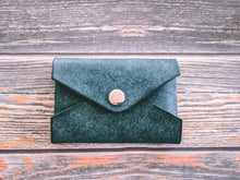Load image into Gallery viewer, Turquoise Italian Leather Snap Envelope Card Wallet
